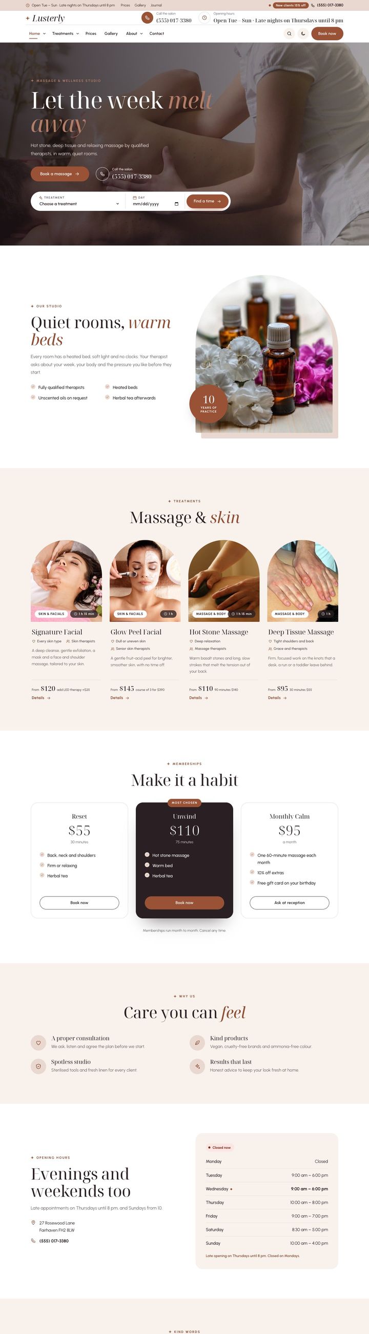 Massage & wellness demo home page