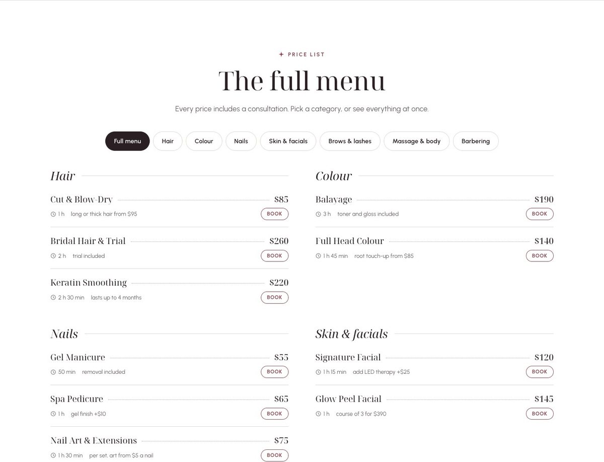 A price list clients can read