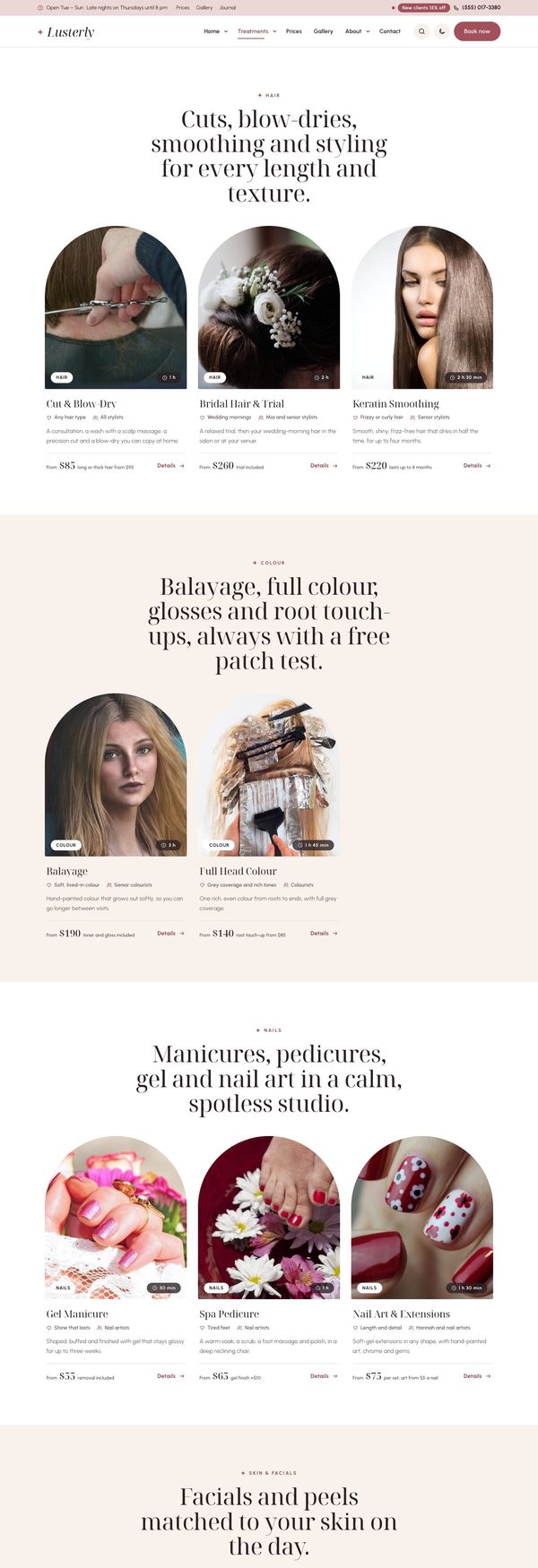 Treatments page