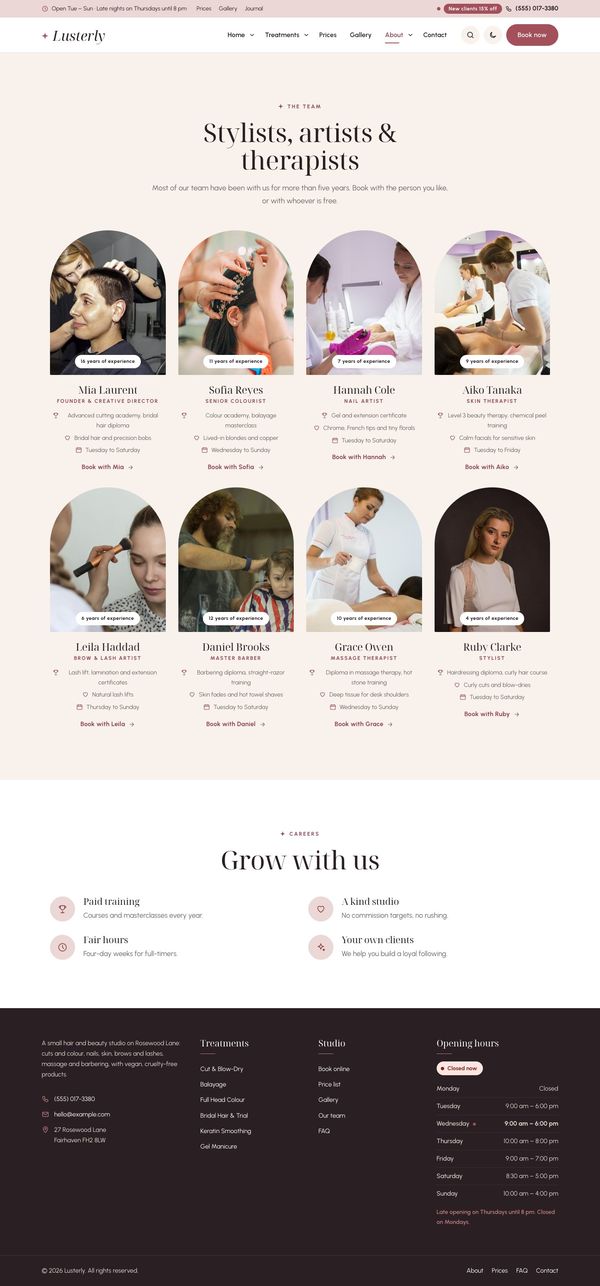 Team page