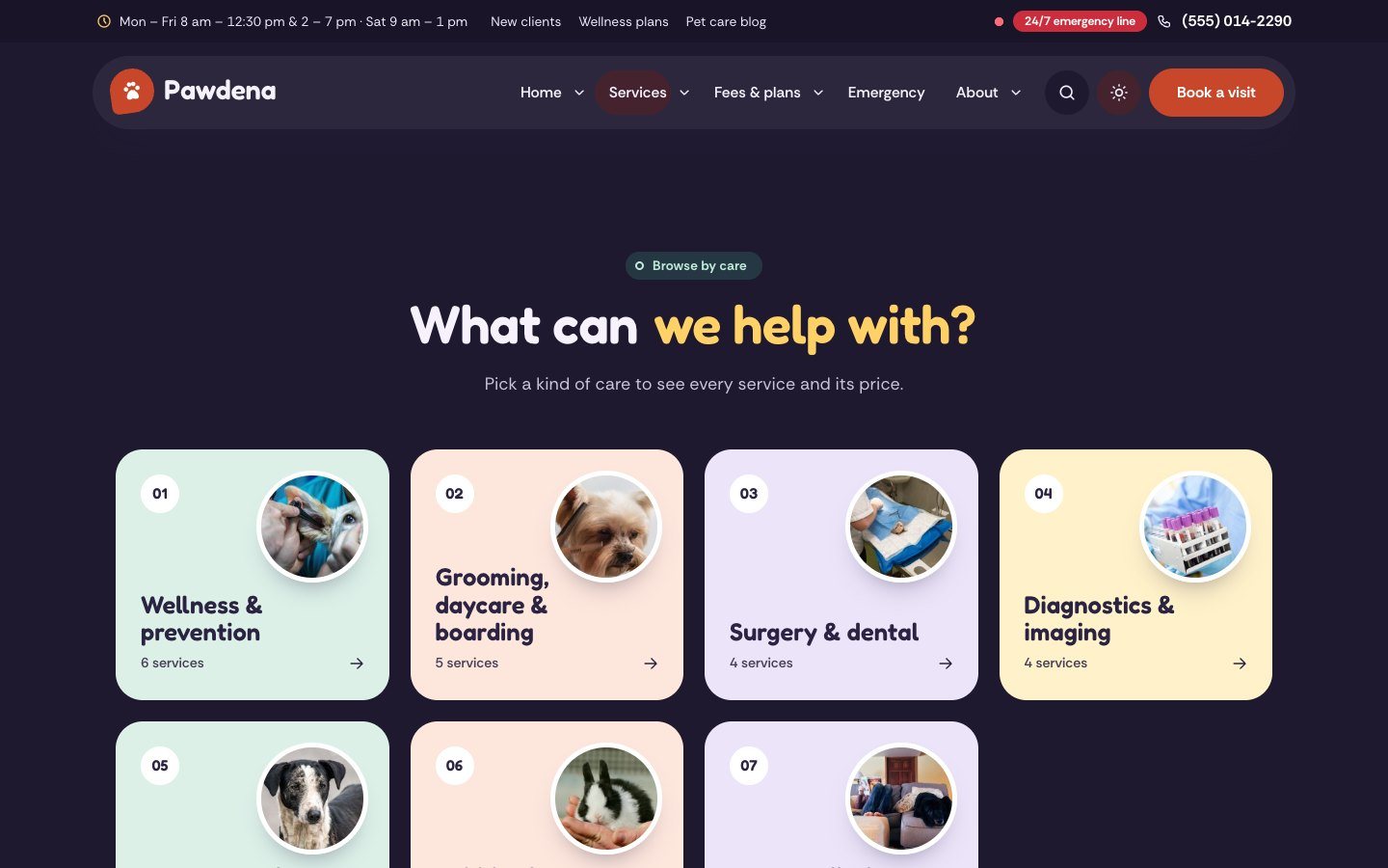 Pawdena in dark mode