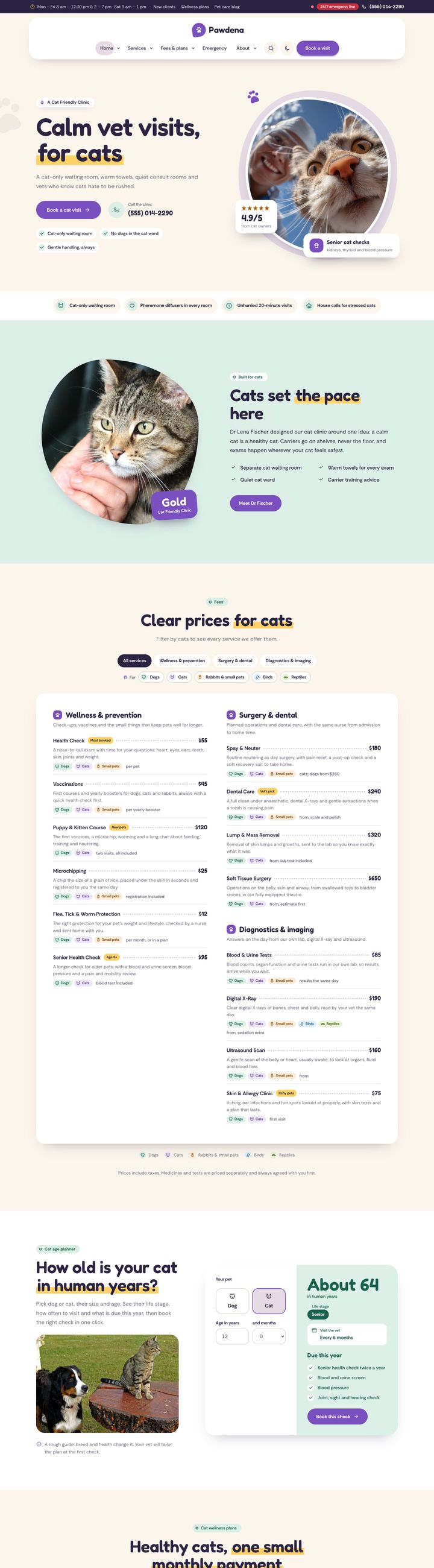 Cat-friendly clinic demo home page