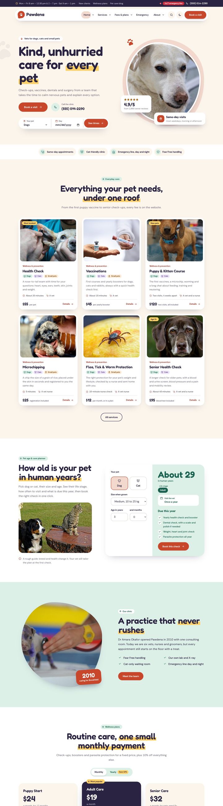 Family vet clinic demo home page