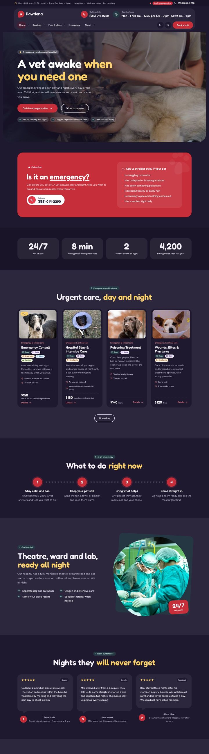 24/7 emergency hospital demo home page
