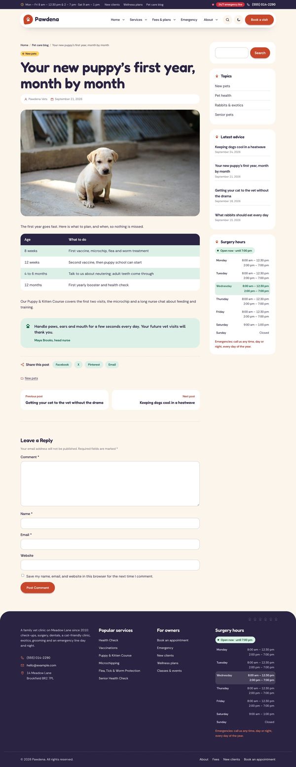 Blog post page