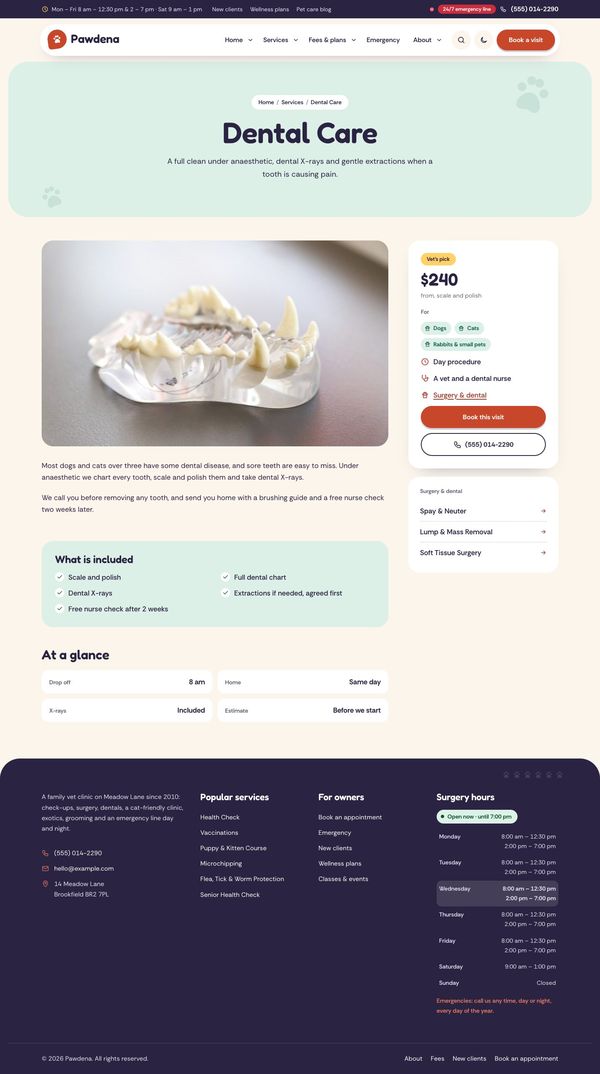 Single service page