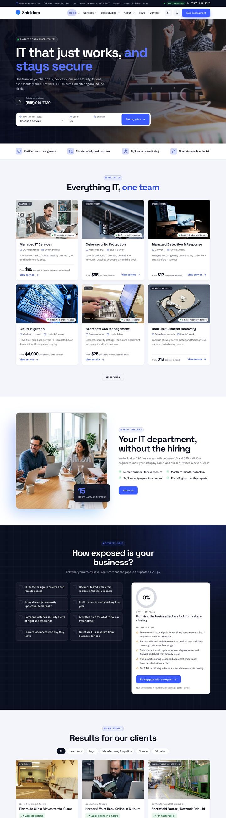 Managed IT services demo home page