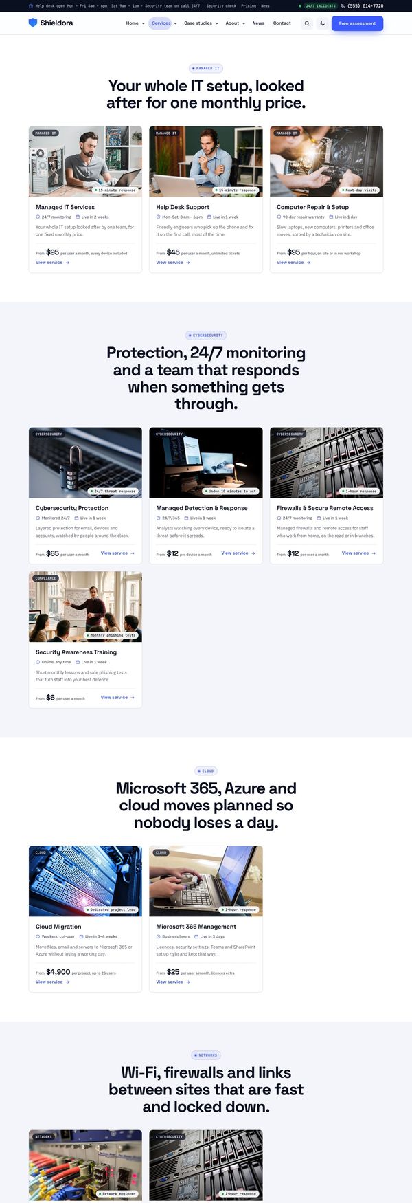 Services page