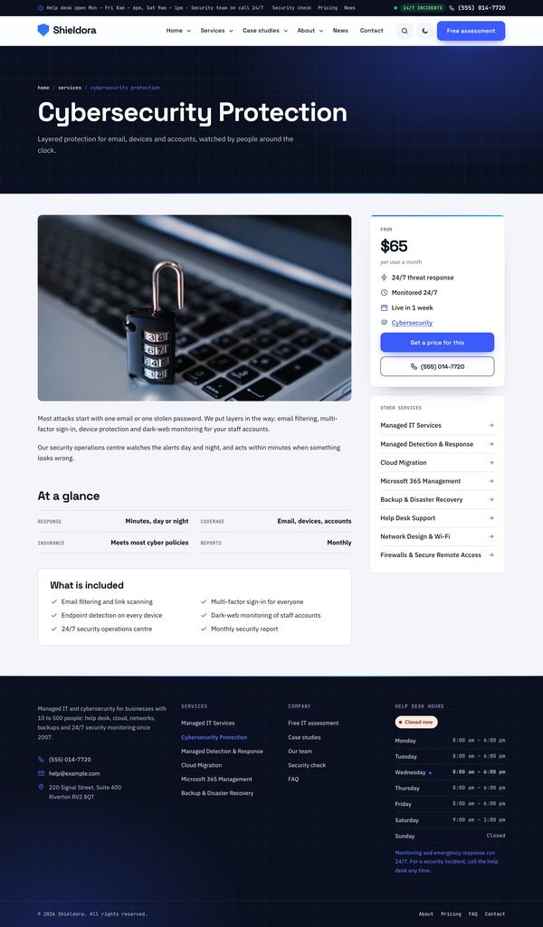 Single service page