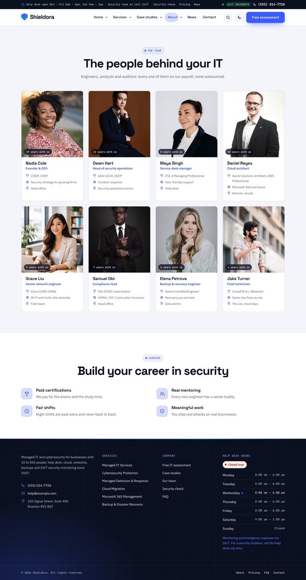 Team page