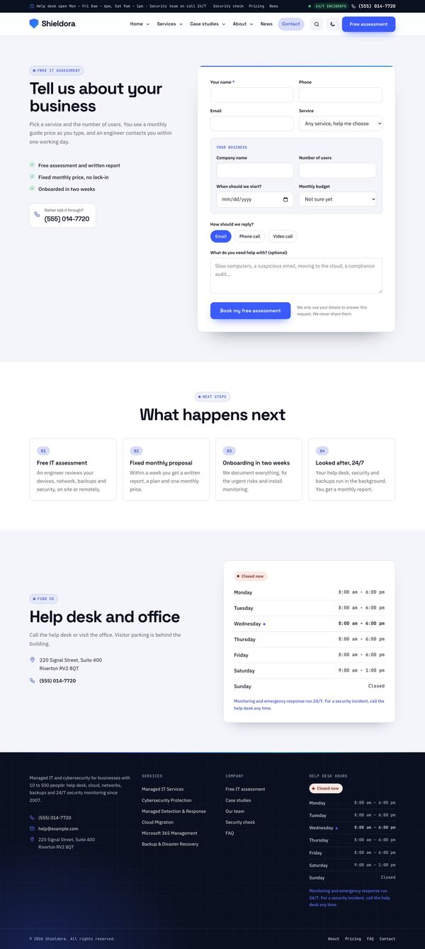 Free IT assessment page