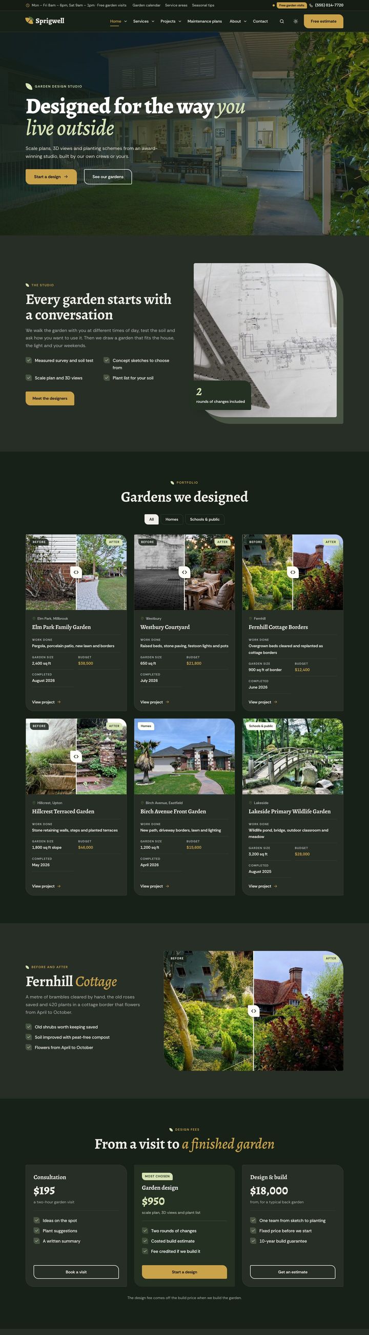 Garden design studio demo home page