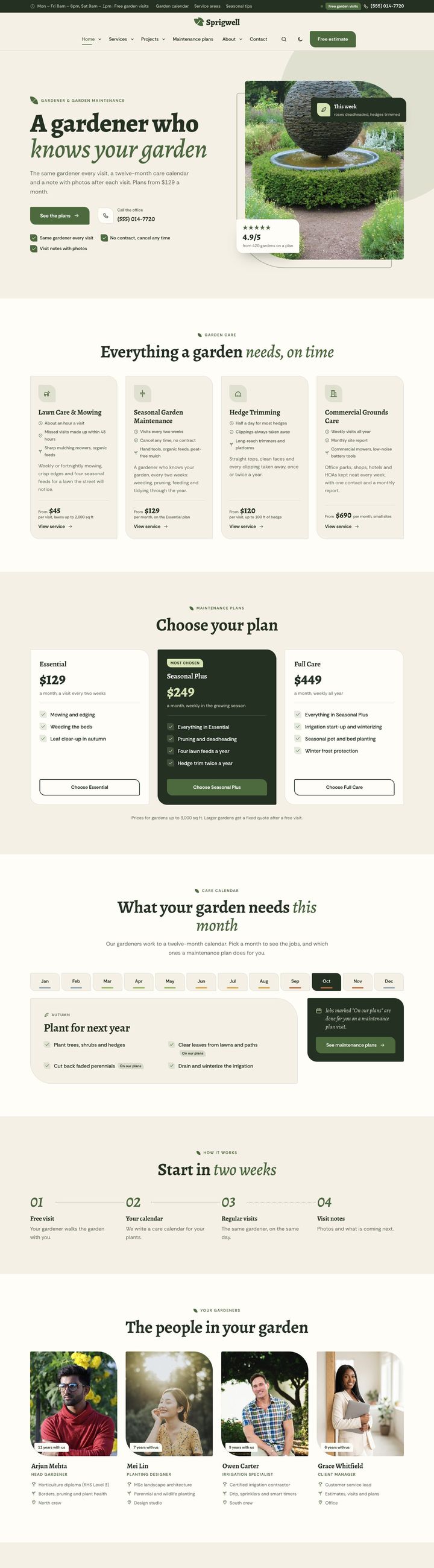 Gardener & maintenance demo home page