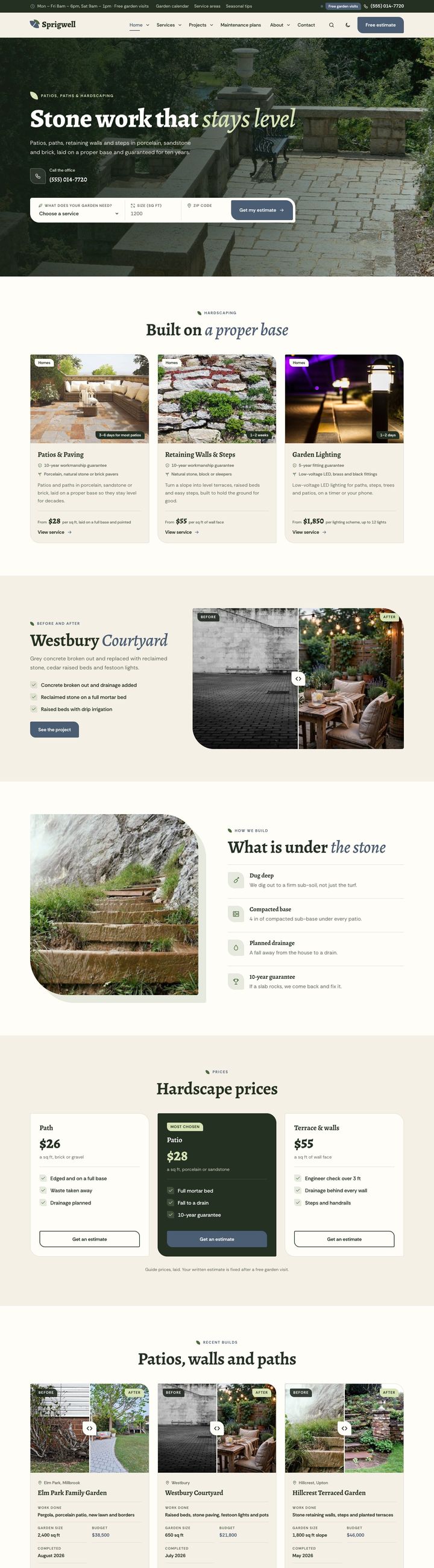 Patios & hardscaping demo home page