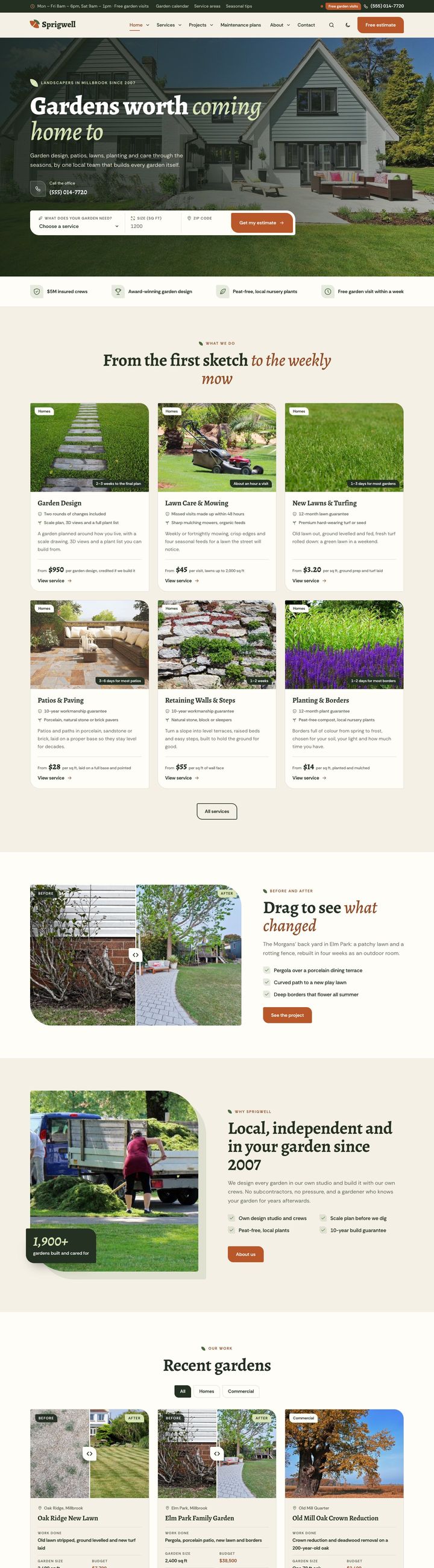 Landscaping company demo home page