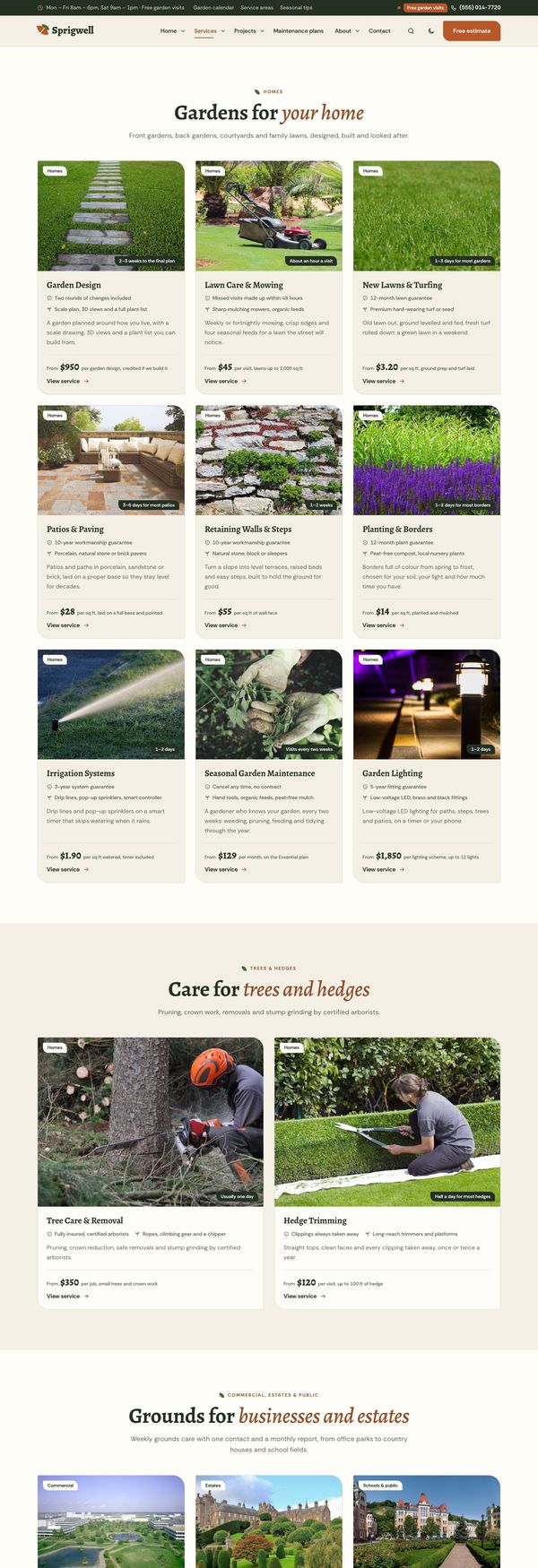 Services page