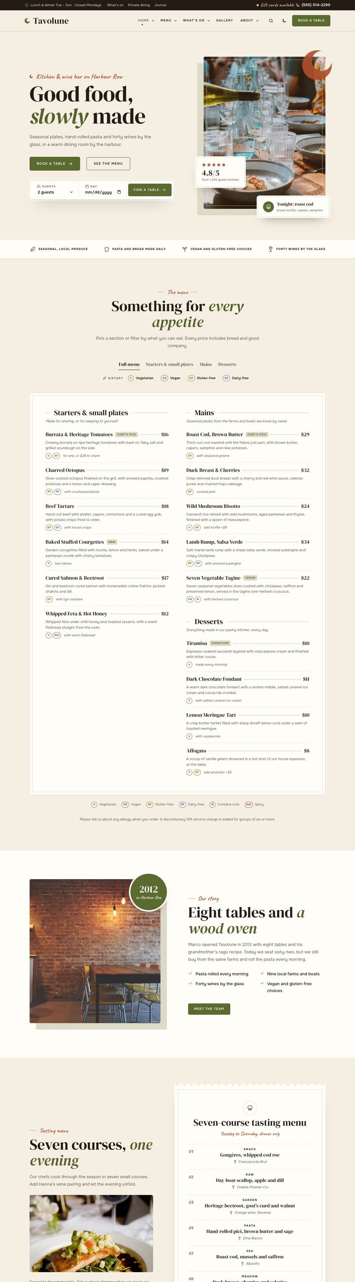 Neighbourhood bistro demo home page