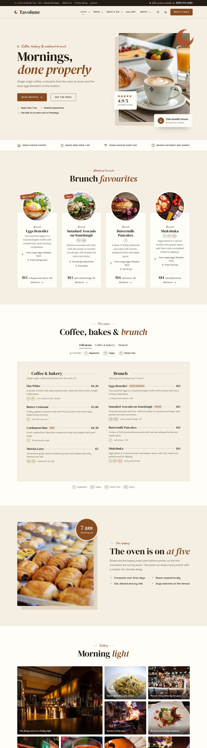 Cafe & brunch demo home page