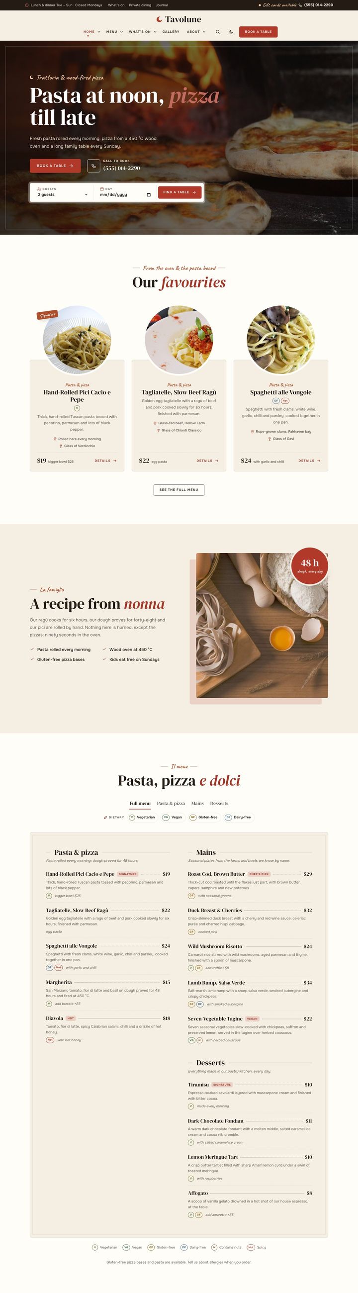 Trattoria & pizzeria demo home page