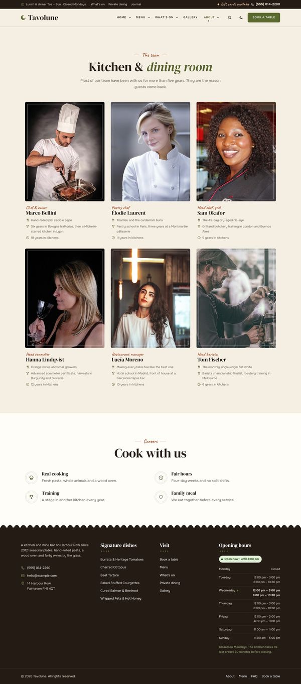 Team page