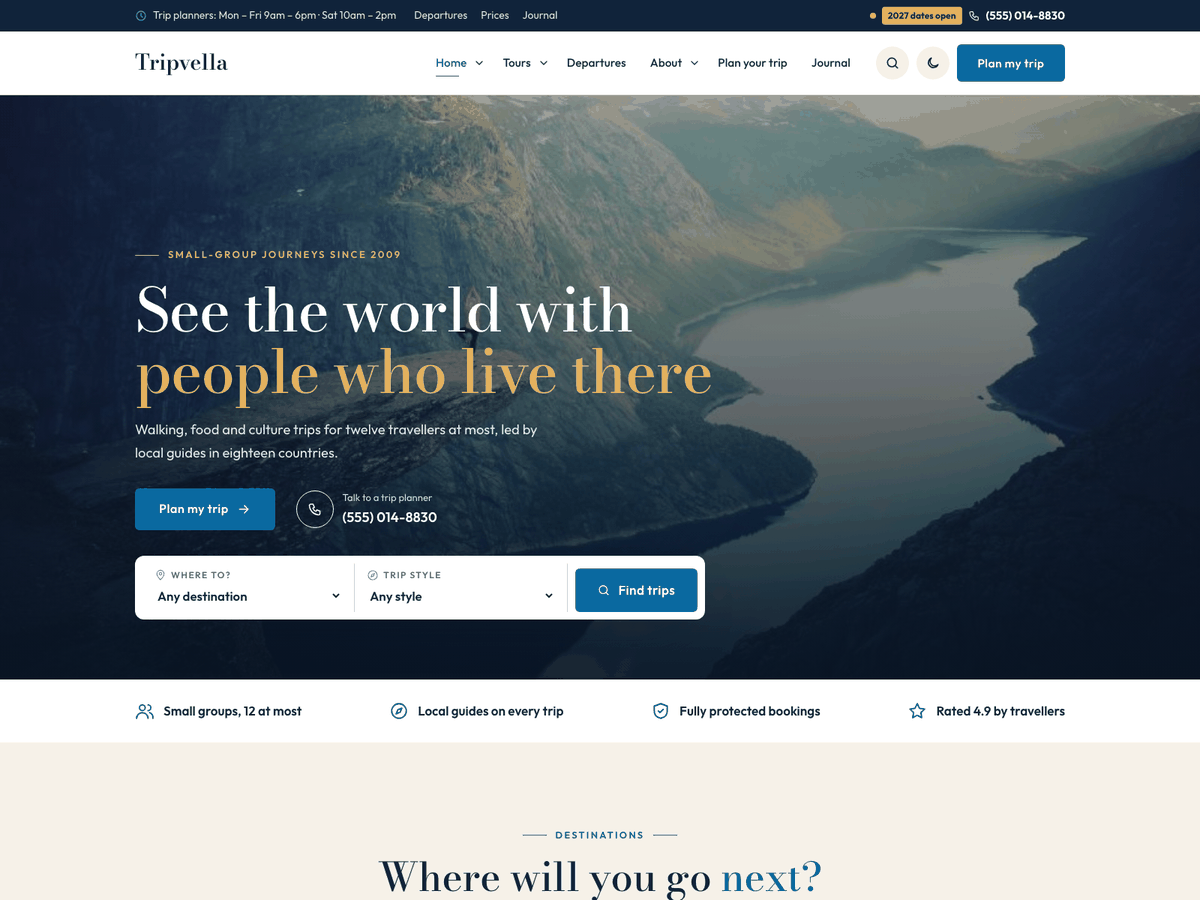 Tripvella home page